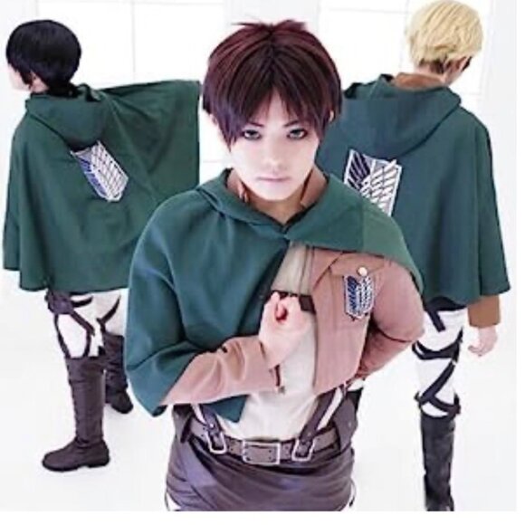 Anime Attack On Titan Green Hooded cape hooded Cloak Set - Picture 3 of 13